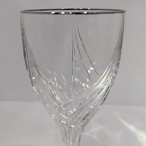 Lenox Debut Crystal Water Goblet Clear Platinum Rim 8 1/4" Made In‎ Germany